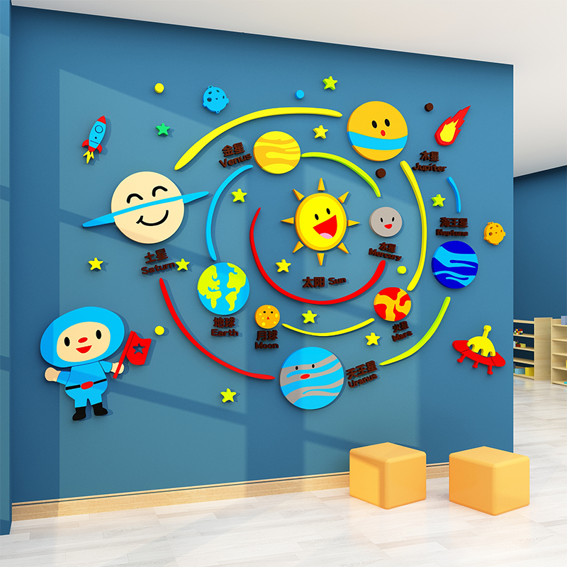 幼儿园科学区墙面贴装饰环创境布置材料星球太空主题教室文化成品