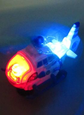 儿童玩具警察飞机1-3-6周岁宝宝电动万向音乐直升机灯光警车模型
