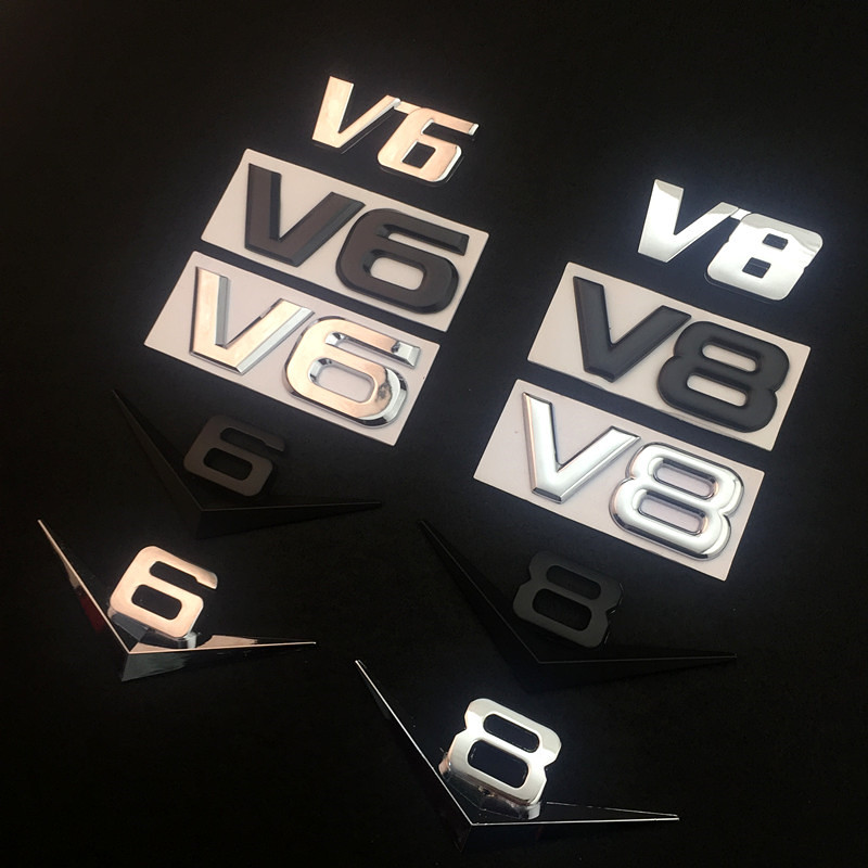 汽车v6车标V8大排量标志改装金属贴标3D立体 车尾标贴车身装饰标