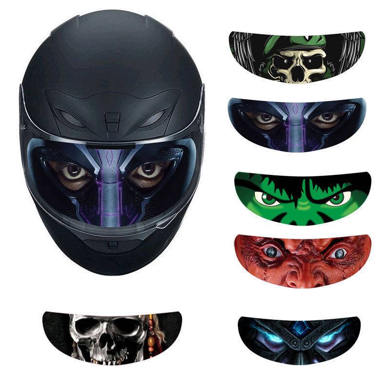 可拆卸摩托车赛车头盔镜片遮阳板贴纸酷贴花6款选择头盔贴膜个性