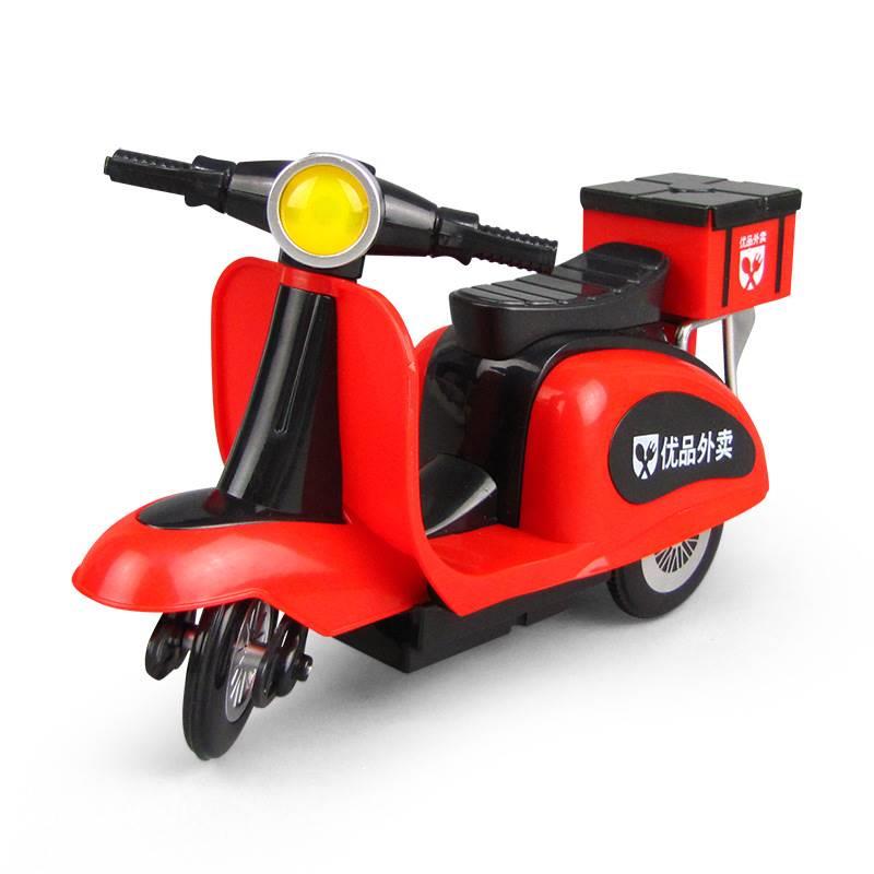 外卖合金回力三轮电动车EMS邮政外卖快递车小摩托车儿童玩具礼物