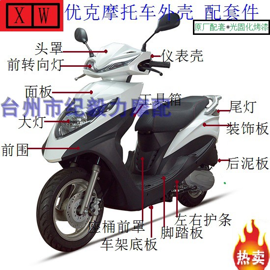 XW优克摩托车外壳全车配套件王野劲野125U＋优加 JY 轩伟塑件面板