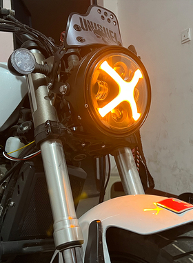 适用无极300ac大灯隆鑫500AC525R改装大灯总成摩托车LED复古圆灯