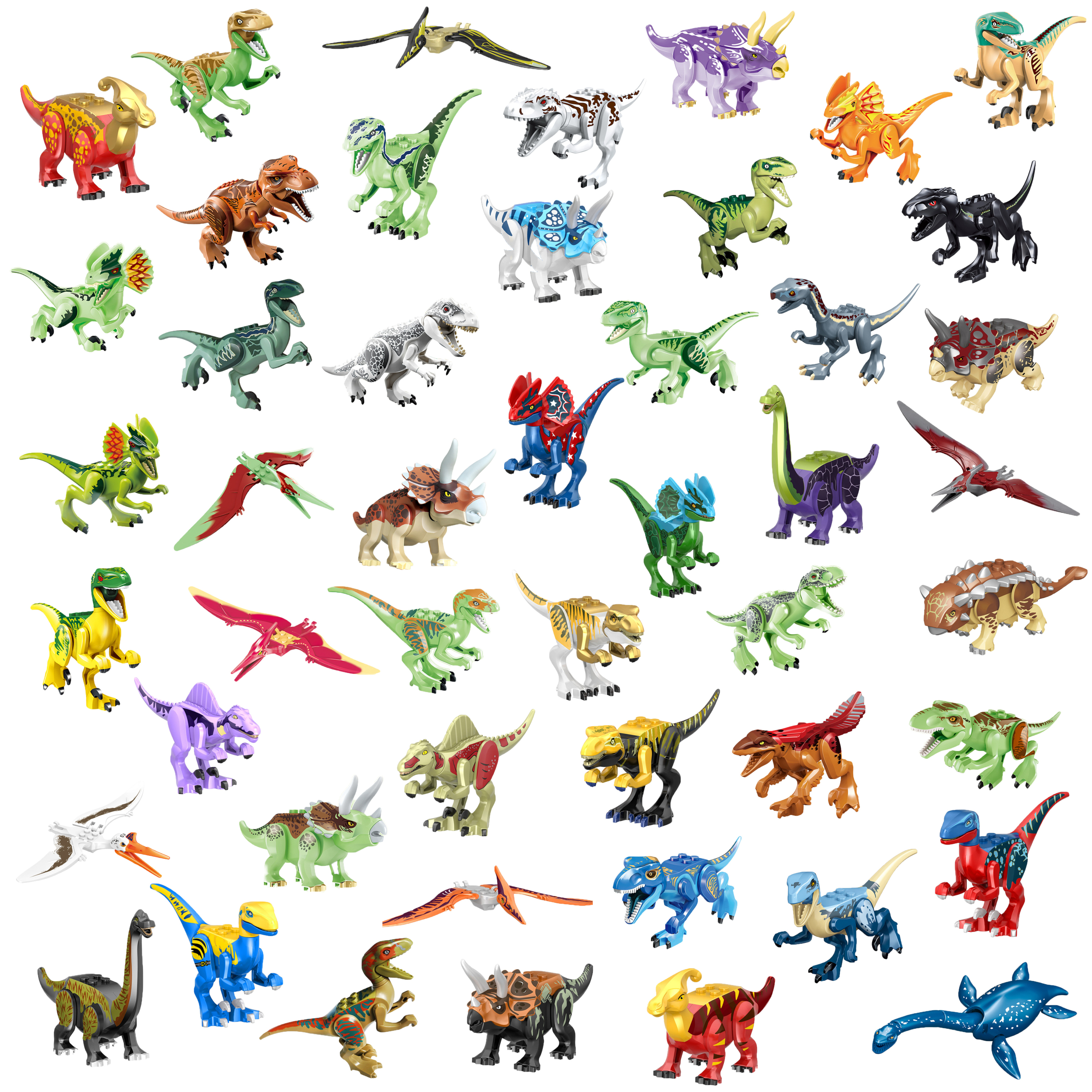 恐龙侏罗纪霸王龙公园三角龙世界腕龙棘龙剑龙翼龙迅猛龙积木玩具