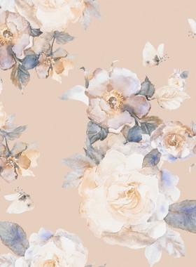 四方连续花型设计PSD TIF印花格式 素材  手绘水彩花朵花卉T1-43