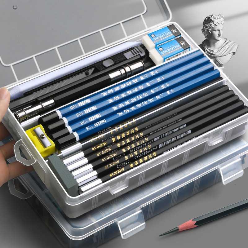 素描笔盒美术生画画绘画盒子专用品工具箱套装大容量彩铅笔炭笔画