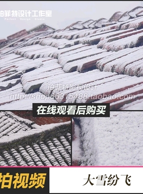 大雪纷飞冬天天气雪景屋顶铺满雪飘雪实拍视频素材