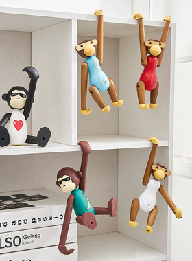 家居饰品猴子装饰小摆件创意可爱桌面儿童房男孩书柜卧室房间布置