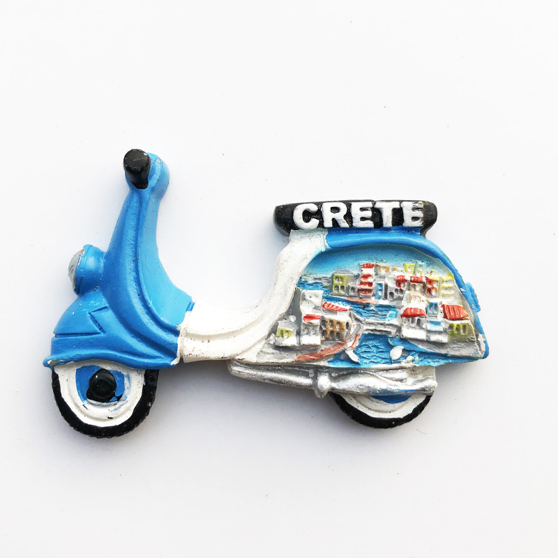 希腊克里特创意旅游纪念装饰工艺品立体踏板摩托车磁铁冰箱贴