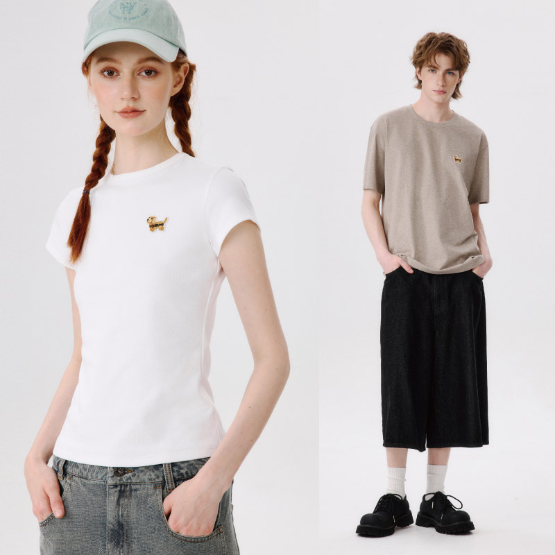 PSO Brand【凉感】【吸湿速干】230克针织可爱小狗圆领短袖T恤潮
