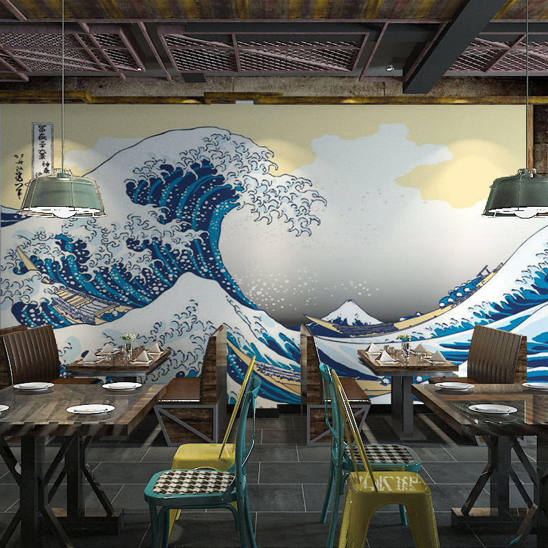日式墙纸和风背景墙布餐厅寿司店壁画古风樱花剧本杀包厢壁纸定制