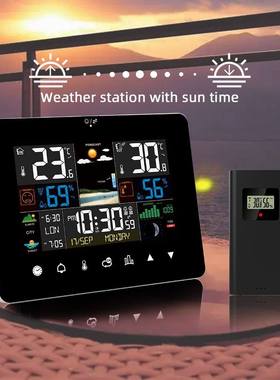 爆款彩屏触摸气象钟3362G RF传感温湿度计天气预报钟大屏气象站