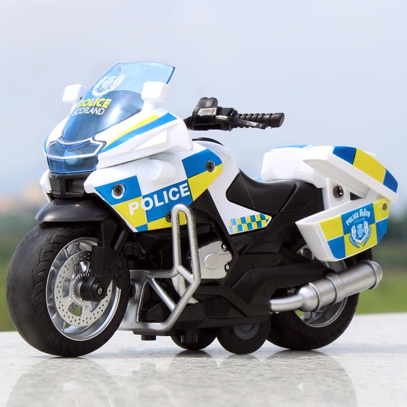 警察摩托车模型仿真回力合金带声音灯光铁骑交警儿童礼物警车玩具
