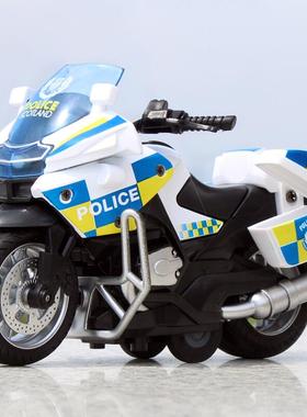 警察摩托车模型仿真回力合金带声音灯光铁骑交警儿童礼物警车玩具
