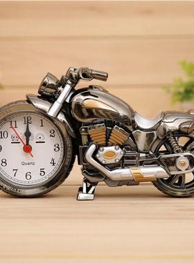 创意闹钟个性床头钟摩托车模型复古儿童礼物钟电子时钟实用无后盖