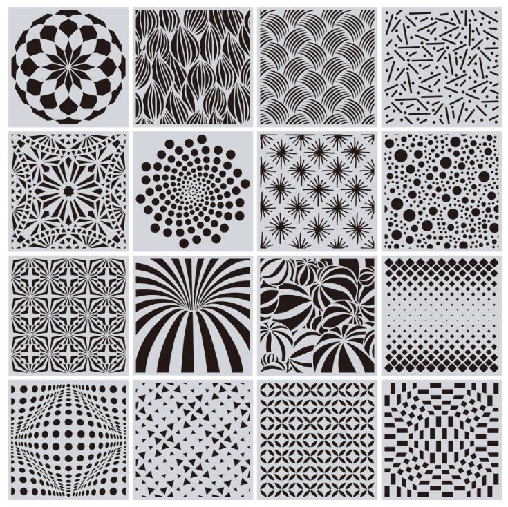 喷花模亚马逊跨境DIY几何模板曼陀罗图形模板瓷砖喷绘不规则镂空