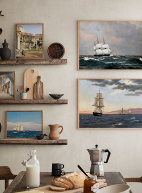 克里斯托弗威廉埃克斯伯格丹麦艺术家风景帆船横版挂画装饰画画芯