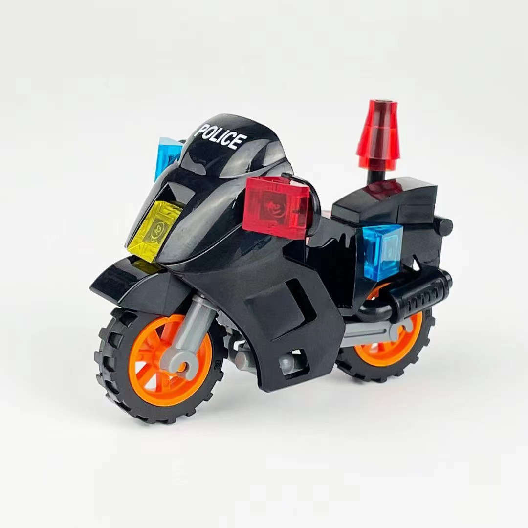 兼容乐高特警人仔猛禽巡逻摩托车铁骑模型可乘骑拼装儿童积木玩具