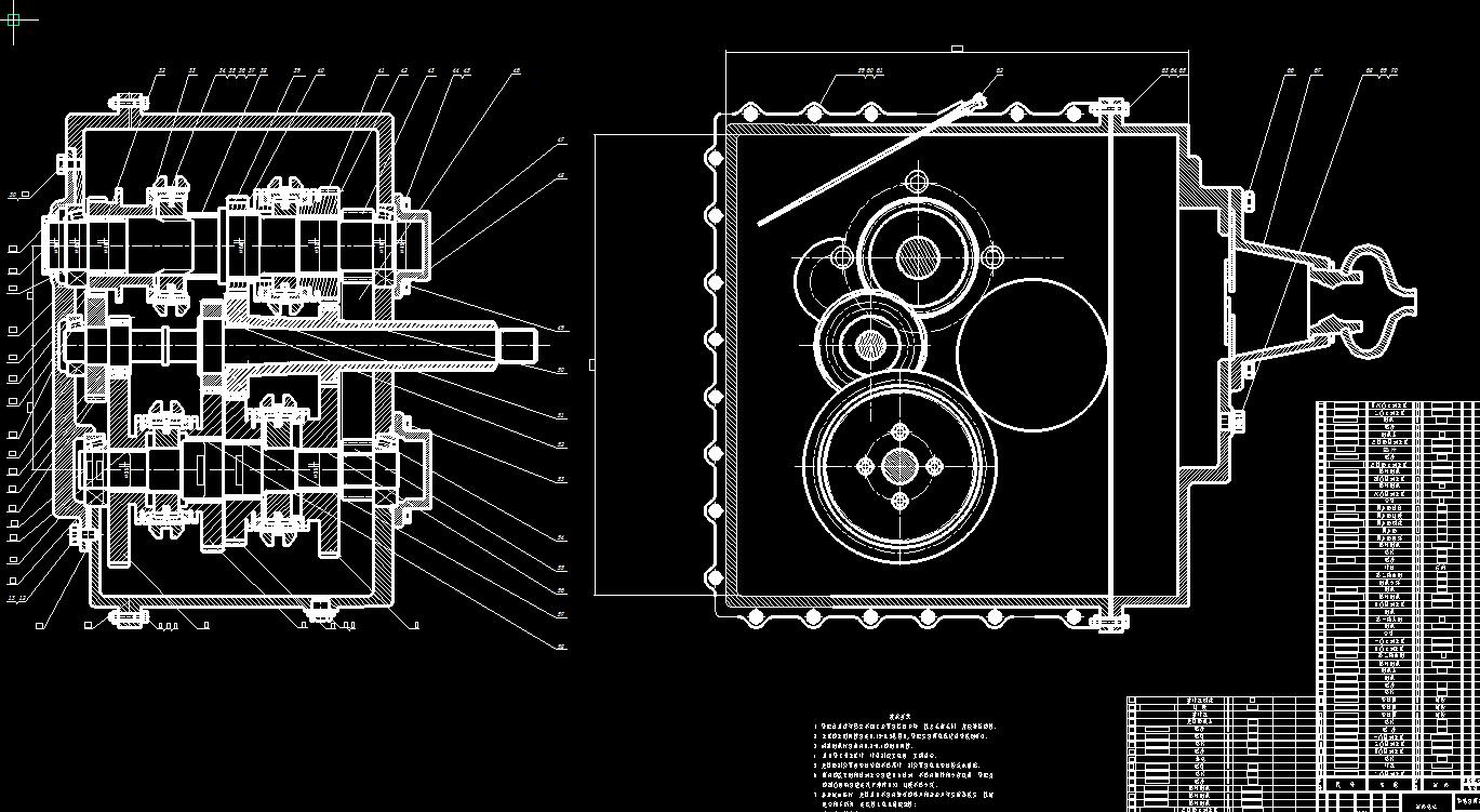 双离合器式自动变速器的六挡齿轮变速器设计2D图机械CAD素材