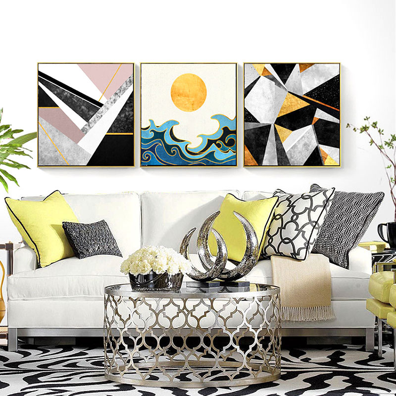 几何装饰画 简约现代沙发背景墙壁画创意图形挂画抽象客厅画