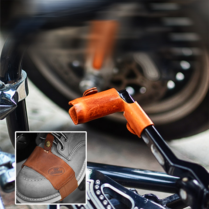 哈雷印第安摩托车挂挡头套垫保护鞋套复古真皮鞋子套CM300靴勾档