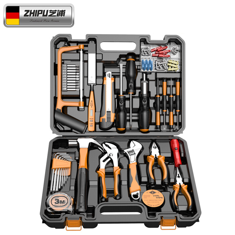 德国芝浦家用五金工具套装专业维修木工手动工具大全多功能工具箱