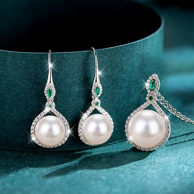 母亲节生日礼物925银珍珠耳饰耳环项链女2021年新款潮妈妈款套装