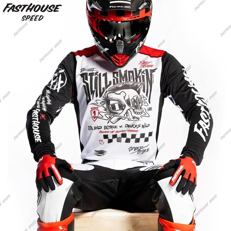 新款红牛摩托车队夏季黑色长袖速降服速干越野机车服山地车赛车服