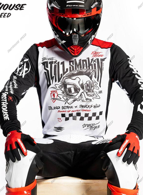 新款红牛摩托车队夏季黑色长车速山服速干越野机车服降地袖赛车服