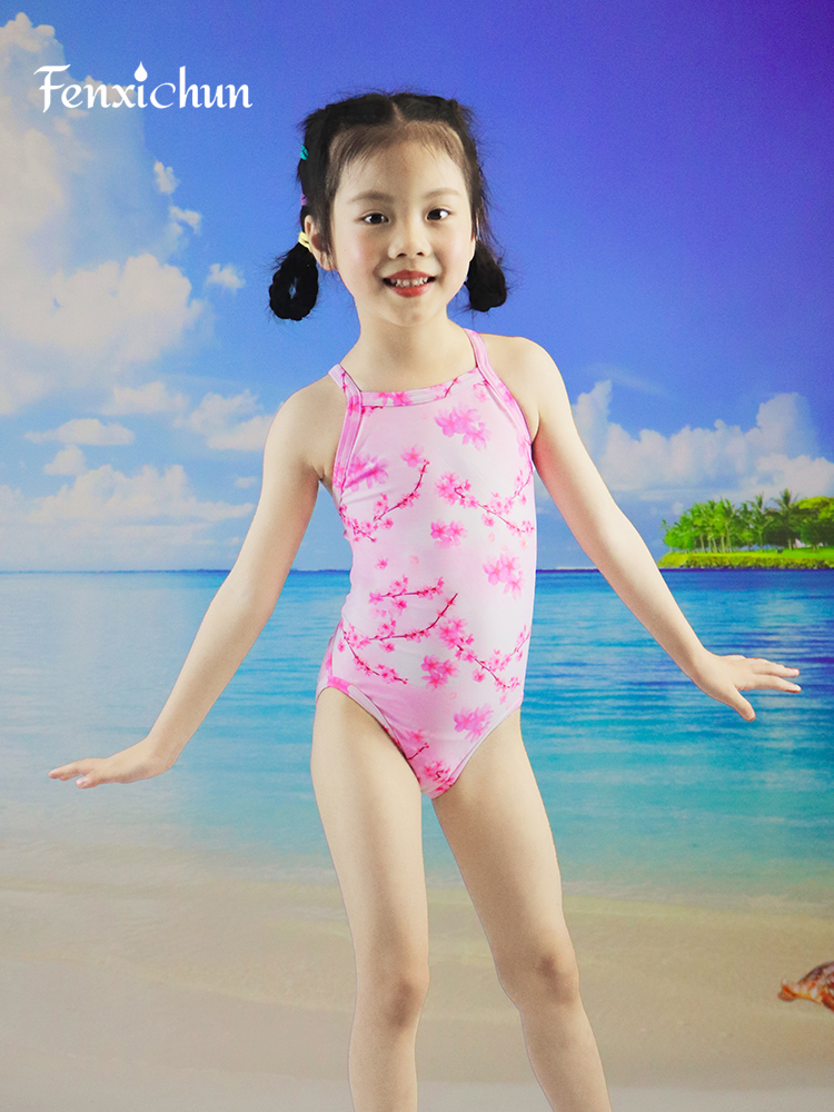 FENXICHUN新款儿童泳衣专业训练女童连体可爱游泳衣女孩公主泳装