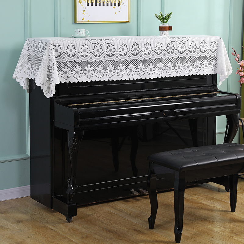美式复古钢琴盖巾钢琴盖布白色蕾丝电子钢琴防尘罩全罩田园琴顶披