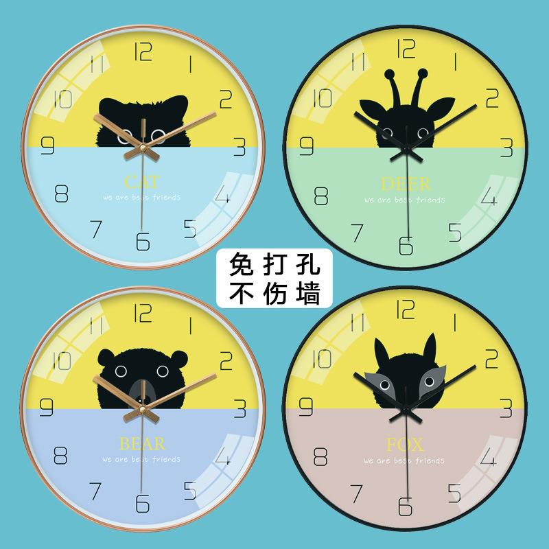 【12英寸30CM】超静音卡通猫咪小兔子时钟简约挂钟创意可爱钟表