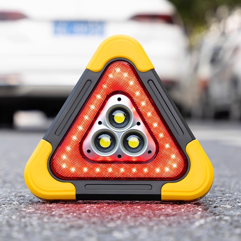 汽车三角架警示牌反光支架车载停车安全故障三角牌太阳能警示灯