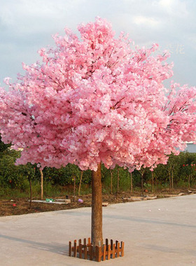 仿真樱花树桃花 大型假树新年 许愿树定制假树樱花装饰包邮送栅栏