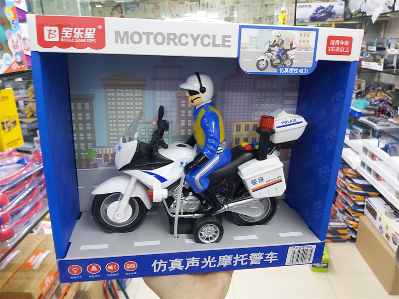 儿童讲故事仿真声光三轮摩托警车开门警车玩具悍马越野公安车男孩