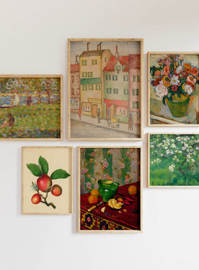 欧式复古油画风景花卉静物组合装饰画客厅卧室挂画艺术画芯定制