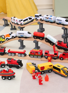 儿童玩具电动小火车头仿真和谐号铁路运输货车兼容木制轨道2-8岁