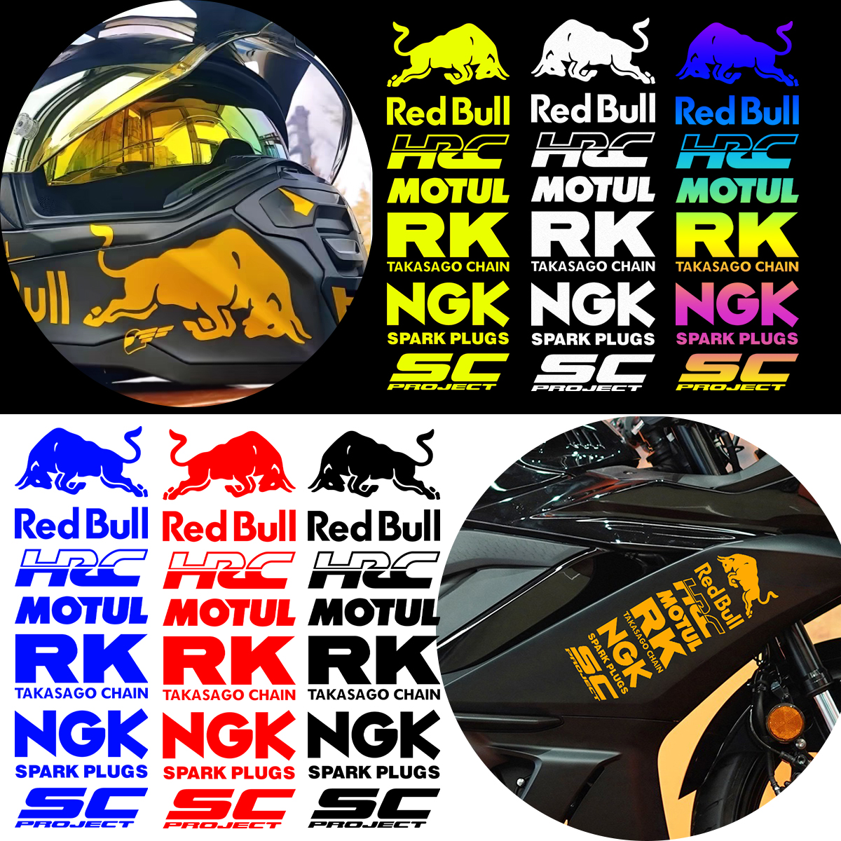 红牛贴纸赞助商贴纸NGK red bull摩托车头盔贴车身版画装饰改装贴