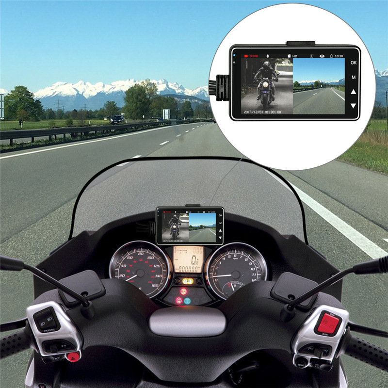 摩托车前后双镜头1080P行车记录仪分体式3寸高清夜视双录防水镜头
