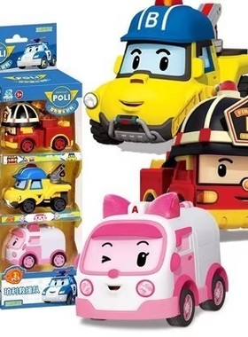 正版珀利变形警长玩具poli安巴救护车罗伊消防救援队儿童警车汽车