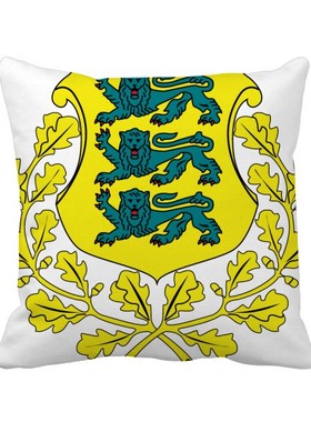 垫双面含芯礼物爱沙尼亚国徽标志符号图案方形抱枕学校幼儿园装饰