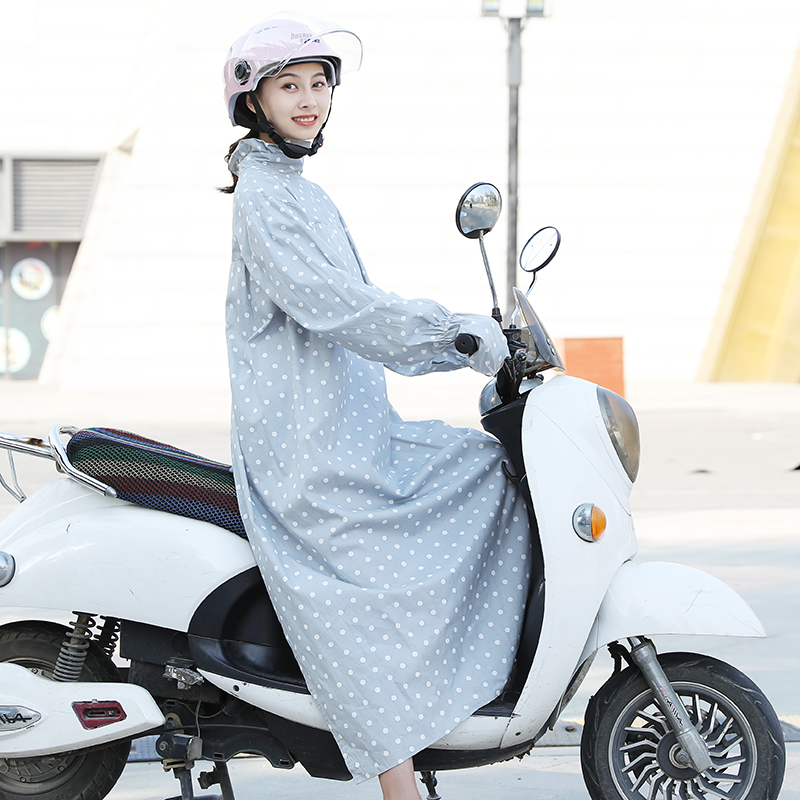 速发电动车防晒衣女夏季长款防紫外线骑车全身纯棉摩托车遮阳长袖