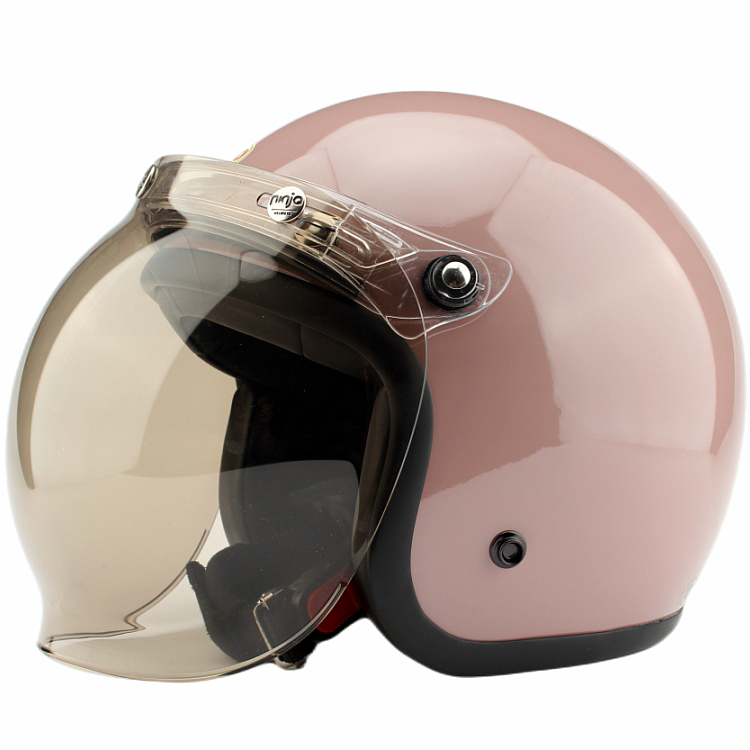 台湾EVO精装法国粉复古安全帽电动摩托车头盔男女3/4盔保暖冬季