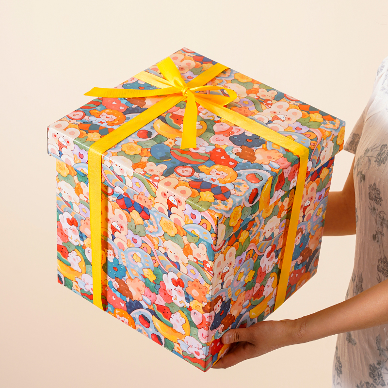生日礼物盒大号空盒礼品包装高级仪式感正方形惊喜盒子卡通纸箱