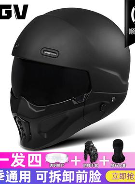 适用3C国家认证蝎子头盔防晒复古机车摩托车全盔男女性半盔夏季安