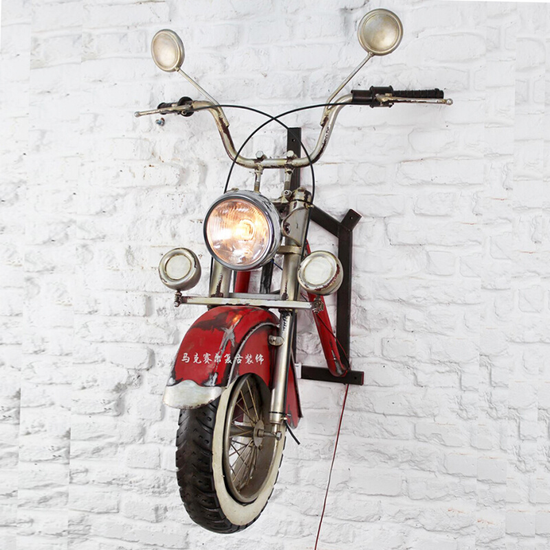 金属铁艺摩托车模型复古创意墙面壁挂软装l酒吧咖啡餐厅饰品工业