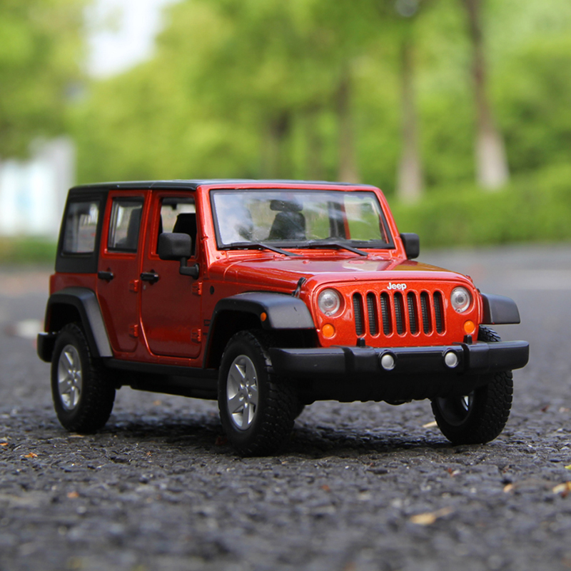 牧马人jeep吉普越野汽车模型橙色仿真原厂儿童合金玩具车收藏摆件