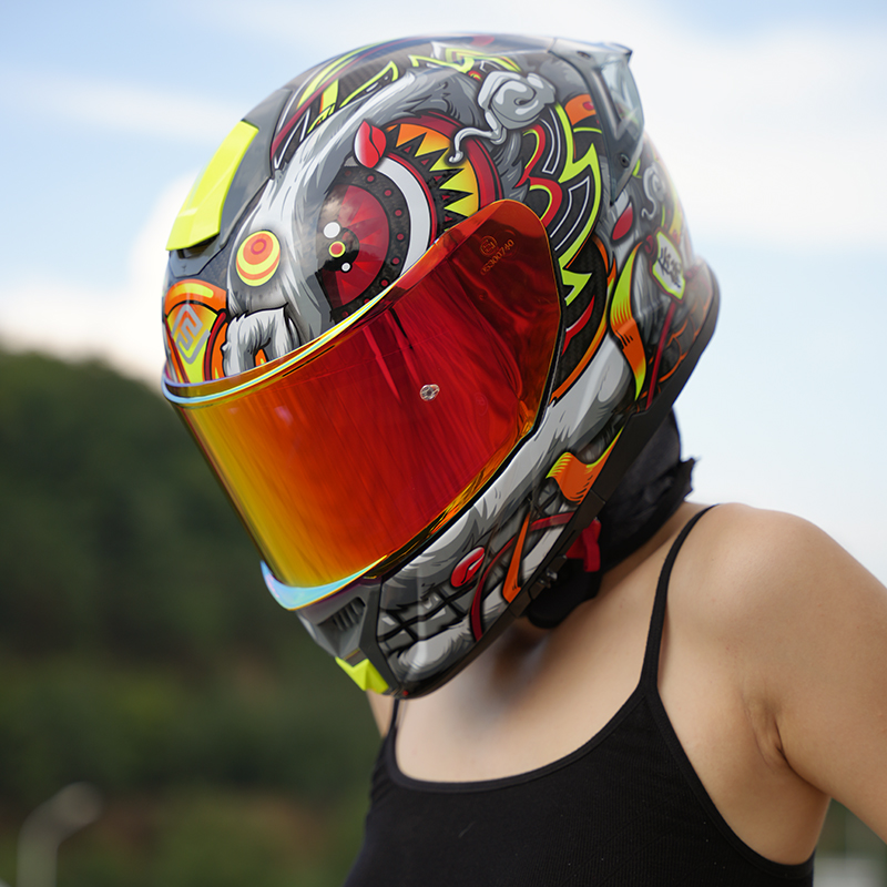 FASEED摩托车男女骑行3C碳纤维全盔四季防晒骑士头盔机车醒狮夏季