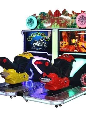 成人投币烈焰摩托赛车游戏机双人TT连体摩托车连线比赛游戏艺机
