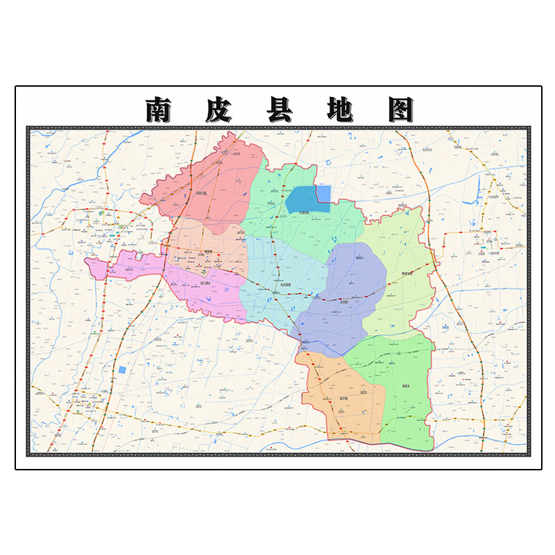 南皮县地图1.15m河北省沧州市折叠版办公室装饰贴画会议室壁画